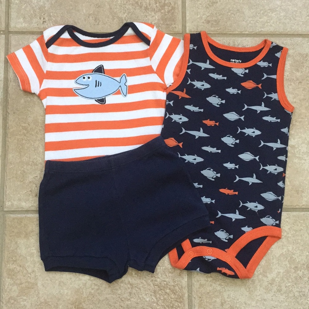 Carter’s Boys Shark Bodysuit Shirt and Shorts